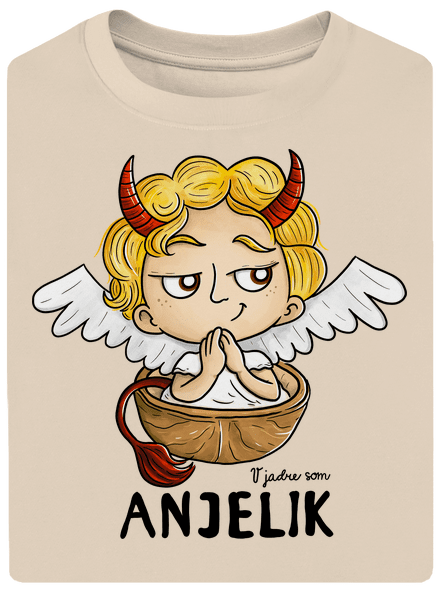 Anjelik unisex tričko oversized Almond