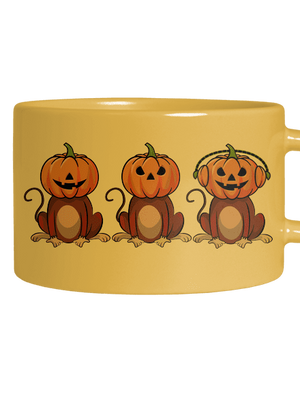 Halloween opičky hrnček makronka Yellow Macaron