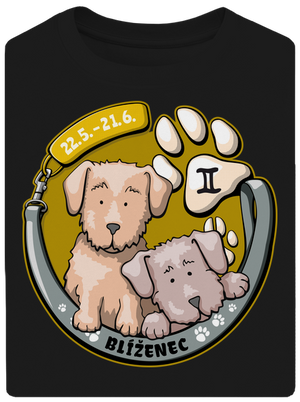 Psí horoskop: Blíženci unisex tričko oversized Black