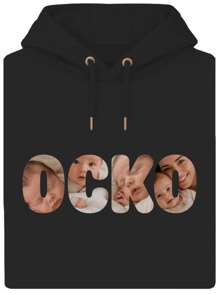 Nápis ocko z vlastných fotiek unisex mikina premium Dark Black