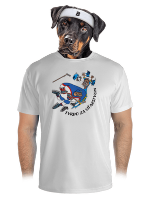 Tvrdo za víťazstvom pánske športové tričko White