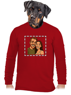 Karikatúra z vlastnej fotky pánske dlhý rukáv Red