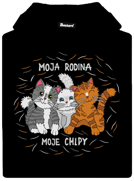 Moja rodina pánska mikina klokanka Black