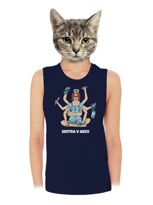 Sestra v akcii dámske tielko voľné Navy