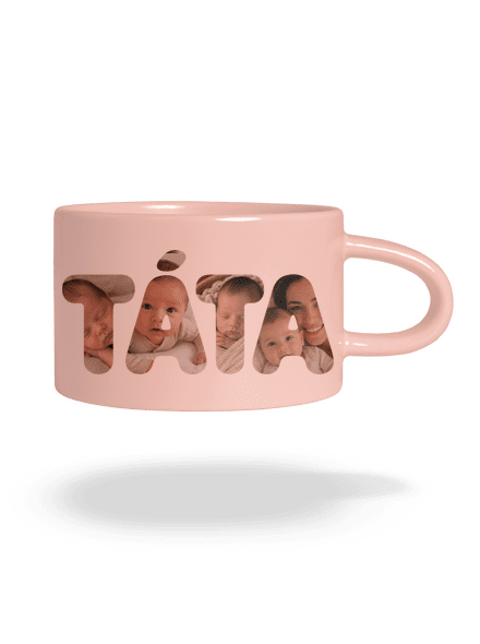 Nápis ocko z vlastných fotiek hrnček makronka Pink Macaron