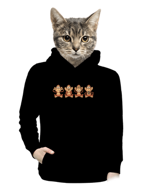 Opička s mobilom dámska mikina klokanka Black