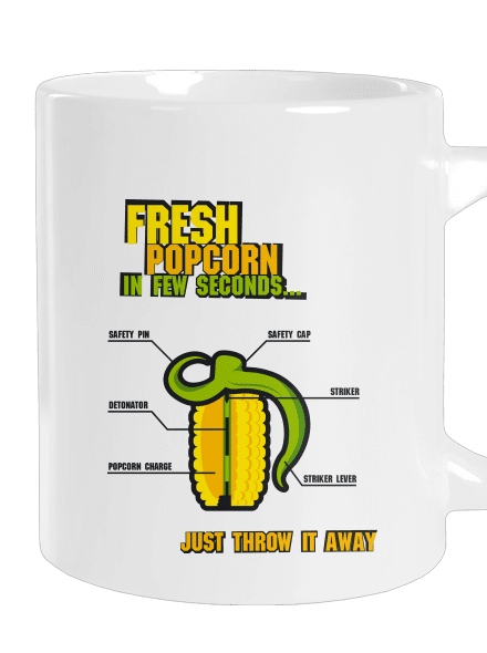Popcorn grenade veľký hrnček White