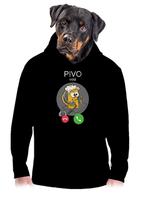 Pívo volá pánska mikina klokanka Black