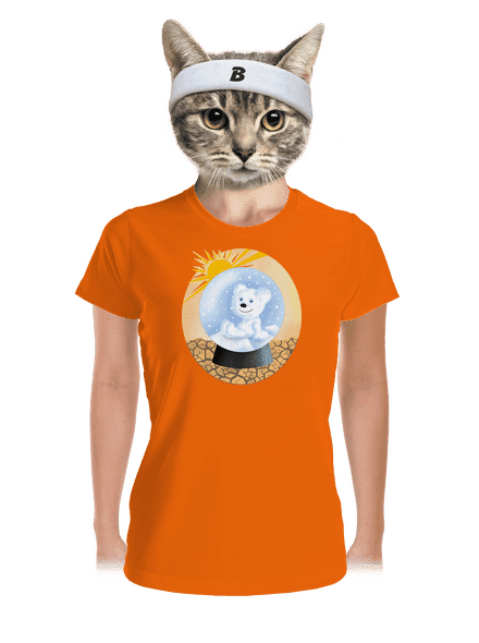 Medveď v guli dámske športové tričko Neon Orange
