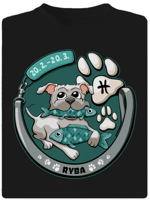 Psí horoskop: Ryba detské športové tričko Black