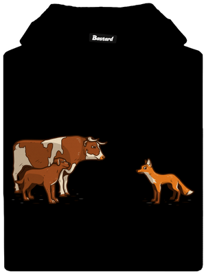 Vůl, pes a vulpes pánska mikina klokanka Black