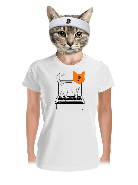 Mačka na klávesnici dámske športové tričko White