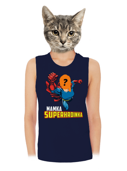 Mamka superhrdinka dámske tielko voľné Navy