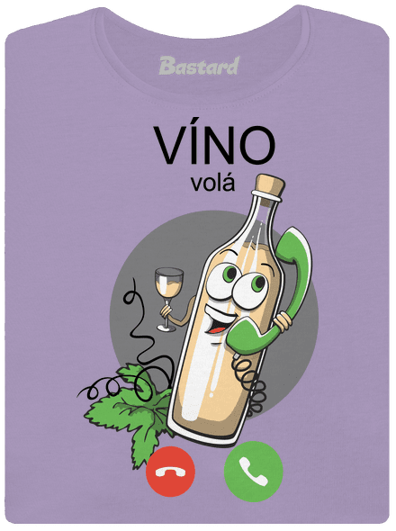 Biele víno volá dámske tričko s lemom Lavender