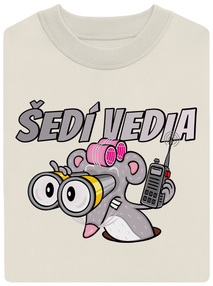 Šedí vedia - myš unisex mikina bez kapucne Off White