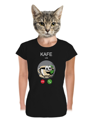 Kafe volá dámske tričko prémium Black