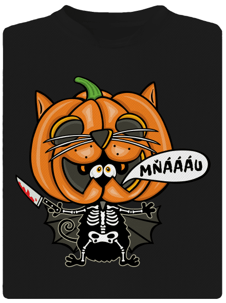 Halloweenská kočička pánske športové tričko Black