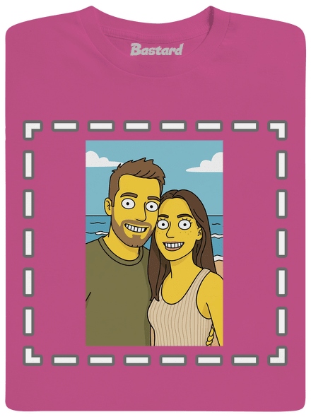 Simpsonovi z vlastnej fotky detské tričko Fuchsia