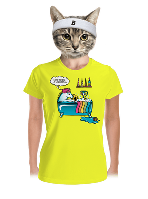 Ako sa stať jednorožcom dámske športové tričko Neon Yellow