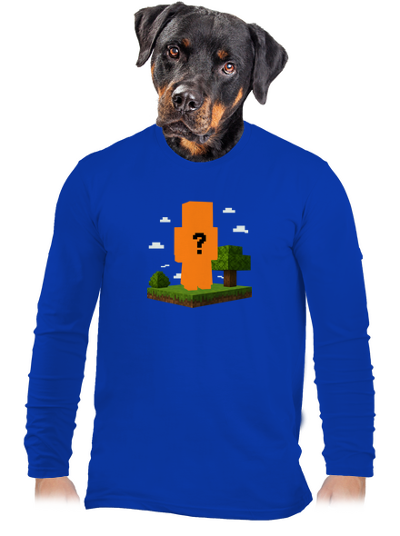 Minecraft z vlastnej fotky pánske dlhý rukáv Royal Blue
