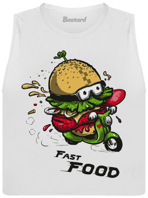 Fast Food dámske tielko voľné White