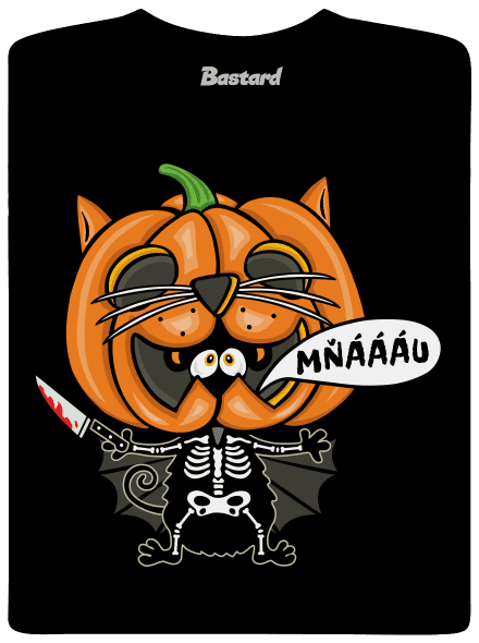 Halloweenská kočička pánske tričko Black