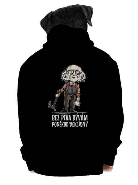Neklidný bez piva pánska mikina na zips Black