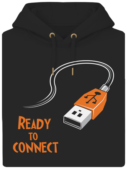 USB pripojenie unisex mikina premium Dark Black
