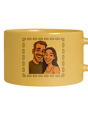 Karikatúra z vlastnej fotky hrnček makronka Yellow Macaron