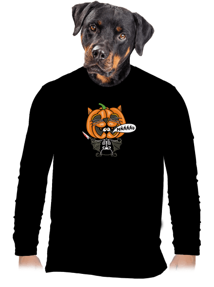 Halloweenská kočička pánske dlhý rukáv Black