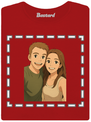 Ghibli efekt z vlastnej fotky dámske tričko s lemom Red Mal