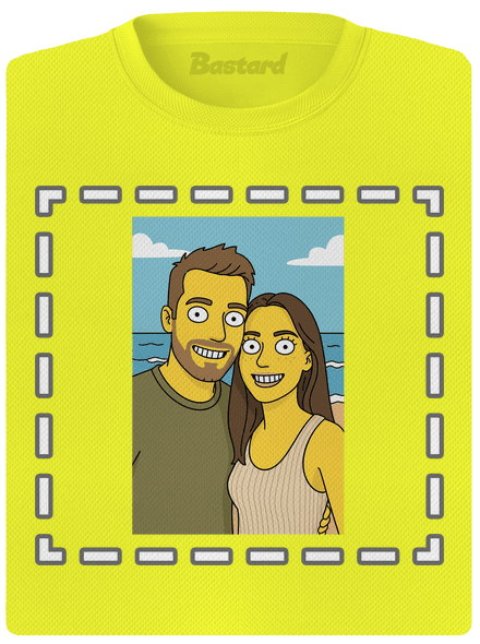 Simpsonovi z vlastnej fotky dámske športové tričko Neon Yellow