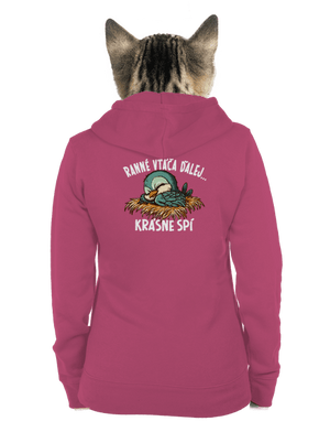 Ranné vtáča spí dámska mikina na zips Magenta