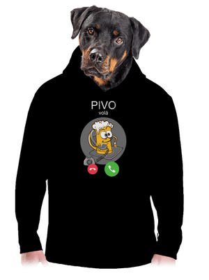 Pívo volá pánska mikina klokanka Black