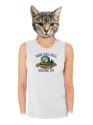 Ranné vtáča spí dámske tielko voľné White