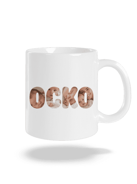 Nápis ocko z vlastných fotiek klasický hrnček White