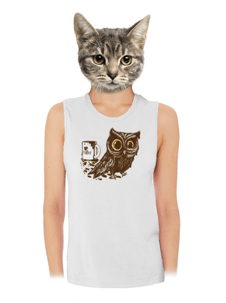 Sova na kofeínu dámske tielko voľné White