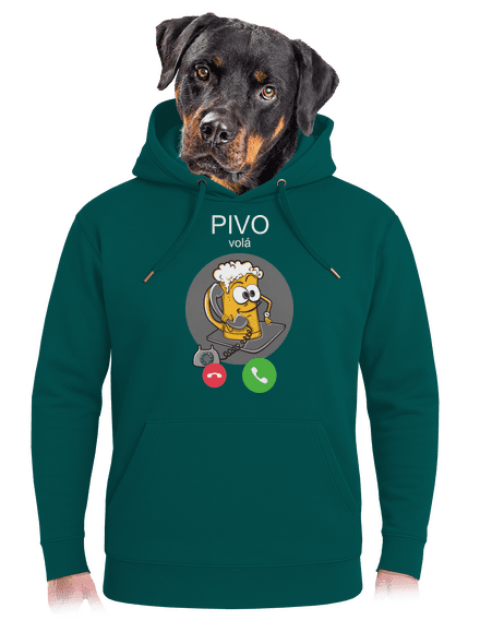 Pívo volá unisex mikina premium Emerald Green
