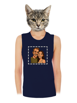 Karikatúra z vlastnej fotky dámske tielko voľné Navy