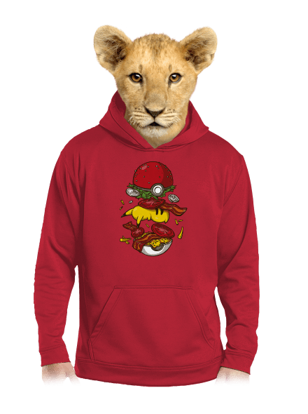 Pokémon burger detská mikina klokanka Fire Red