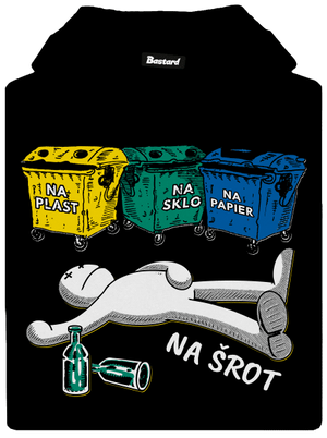 Tříděný odpad pánska mikina klokanka Black