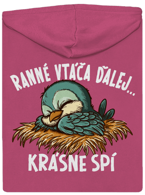 Ranné vtáča spí dámska mikina na zips Magenta