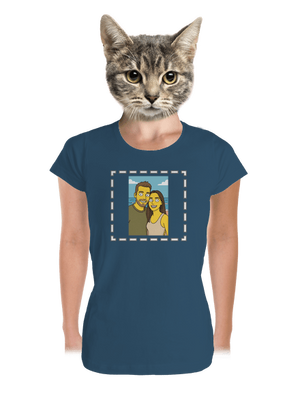 Simpsonovi z vlastnej fotky dámske tričko prémium Petrol Blue