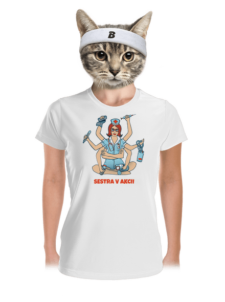 Sestra v akcii dámske športové tričko White