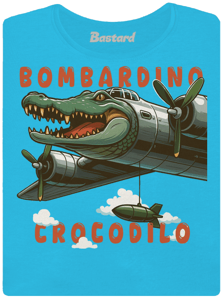 Bombardino Crocodilo – Italian Brainrot dámske tričko s lemom Blue Atol