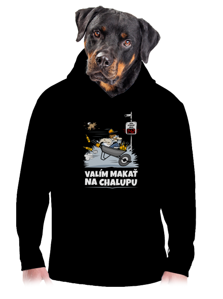 Valím na chalupu pánska mikina klokanka Black