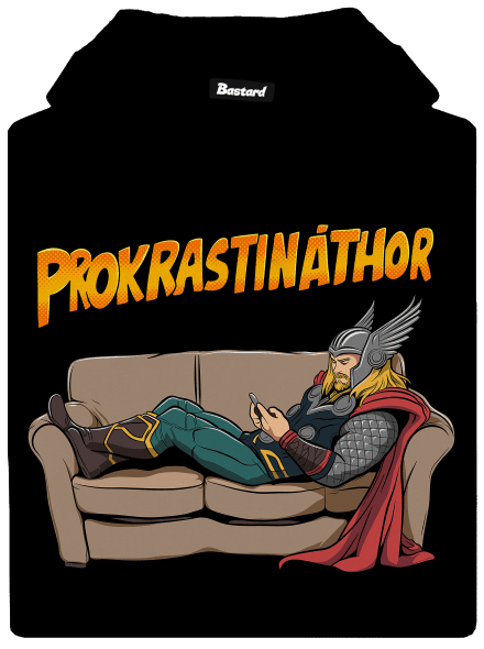 Prokrastináthor pánska mikina klokanka Black