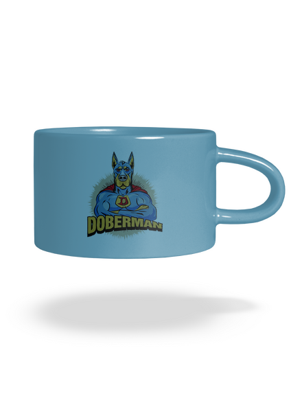 Doberman hrnček makronka Blue Macaron