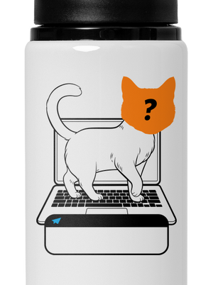 Mačka na klávesnici flaša na vodu White