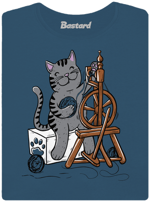 Mačka pradie dámske tričko prémium Petrol Blue